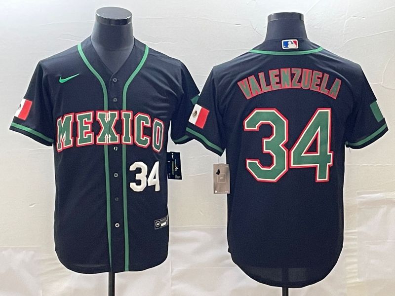 Men 2023 World Cub Mexico #34 Valenzuela Black Nike MLB Jersey3->more jerseys->MLB Jersey